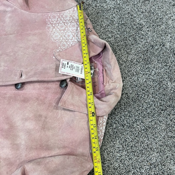 Chico’s Suede Leather Jacket Anniversary Edition Rose Ocho Rios Size 1 US 8 Med - Picture 13 of 14